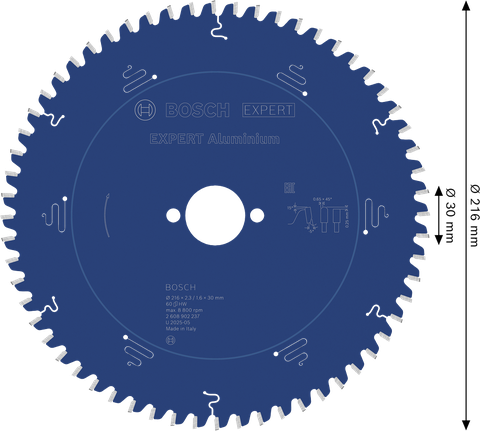 BoschEXPERT 铝制圆锯片 216 毫米，适用于金属。